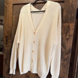 Andree Cream Button-Front Knit Cardigan